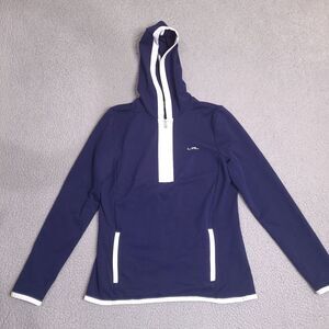 Lauren Ralph Lauren Active Womens Pullover Medium Blue 1/4 Zip Hoodie Sweatshirt